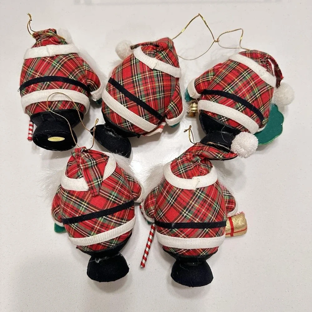 Vintage Santa Claus Plaid Egg Shaped ‎ Christmas Tree Ornaments 5